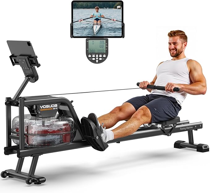 YOSUDA Magnetic/Water Rowing Machine for Home - Rower Machine Use with Bluetooth, App Supported, Rowing Machine for Beginners to Athletes, Comfortable Seat Cushion