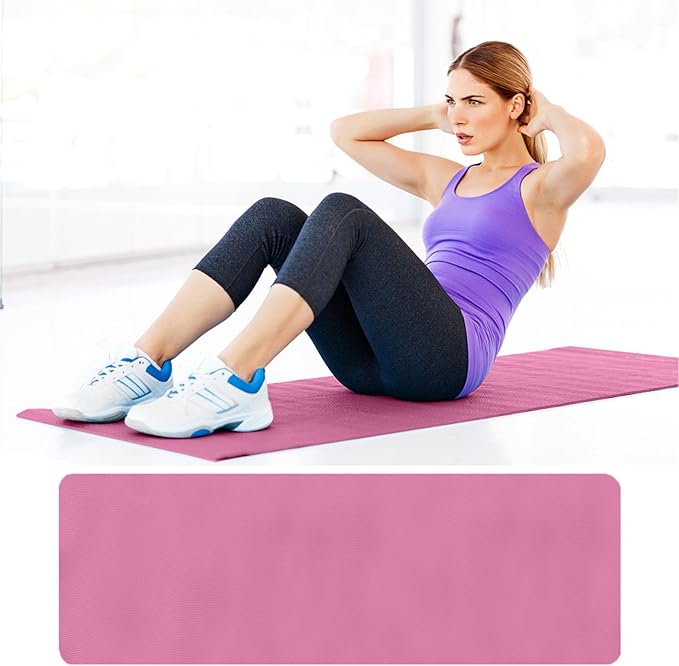 Black Yoga Mat, 70x23 Inches Anti-Tear Non-Slip Extra Thick High Density Fitness Mat with Carrying Strap,Comfortable Black Yoga Mat for Home Workout,Exercise,Stretching,Fitness,Pilates,Gym
