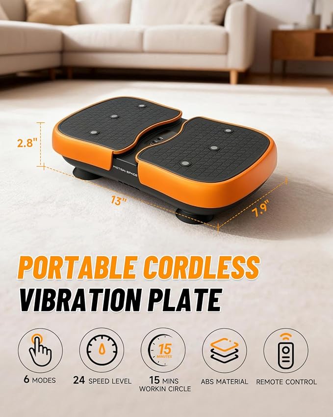 Portable Cordless Vibration Plate – Wireless, Rechargeable, 4 Speed Levels, for Body Massage, Relaxation & Circulation Boost