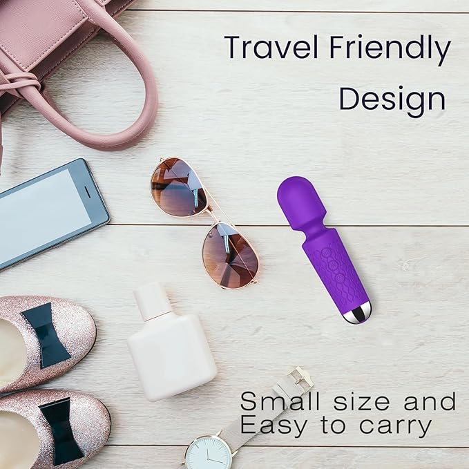 Personal Mini Massager - Handheld Deep Tissue Massager with 20 Speeds & 8 Modes, Quiet Waterproof Vibrating wandfor Neck, Back, Muscle Tension Relief & Sports Recovery, Purple