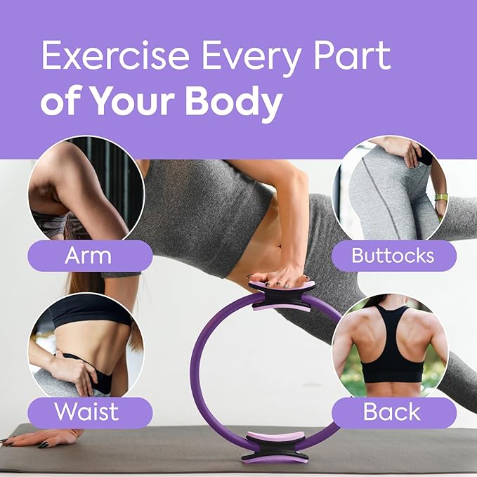Home Pilates Essentials Kit for Women - Complete Workout Set with Ball, Bands & Ring Ideal for Beginners at (Purple)