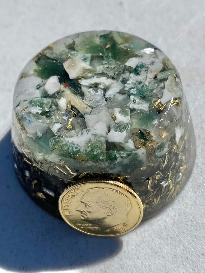 Green Moss Agate Orgone Generator Energy Accumulator 7.83Hz/432Hz/528Hz/Advance Harmonics Many Beautiful Ingredients!! (Green Moss Agate)
