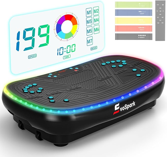 Vibration Plate Exercise Machine, 2026 EvoSpark Dual Motor Vibration Plate for Lymphatic Drainage, 3D & 4D Whole Body Vibration Plates for Weight Loss, Shaker Workout Equipment for Women Men Home