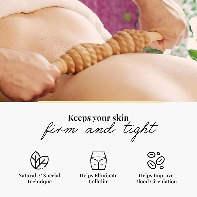 Tuuli Accessories - Oval Wooden Massage Roller, Multi-Functional Body Roller for Cellulite, Muscle Tension and Skin Health Support, Natural Massager for Women and Men