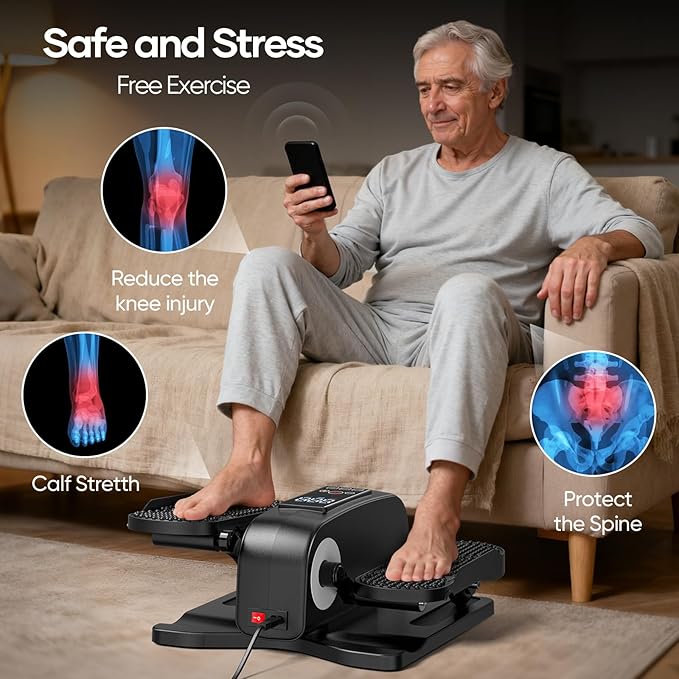 2025 New Under Desk Elliptical Machine,Portable Seated Pedal Exercise Machine for Seniors, 12 Adjustable Speed Elipse Leg Exerciser with Remote Control,Quiet Foot Exercise Machine for Home Office