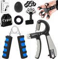 CYFIE Grip Strength Trainer Kit, Adjustable Hand Gripper Strengthener, Forearm Strengthener & Finger Exerciser Set with Finger Stretcher, Stress Ball & Grip Ring for Athletes, Rock Climbing & Rehab