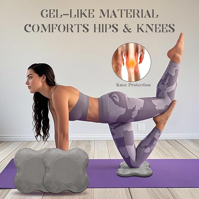 2 Packs Yoga Knee & Elbow Cushions - Extra Thick Foam for Knees, Elbows, Wrists, Hands & Head - Pilates & Kneeling Pads - Support Foam Pads for Women & Men