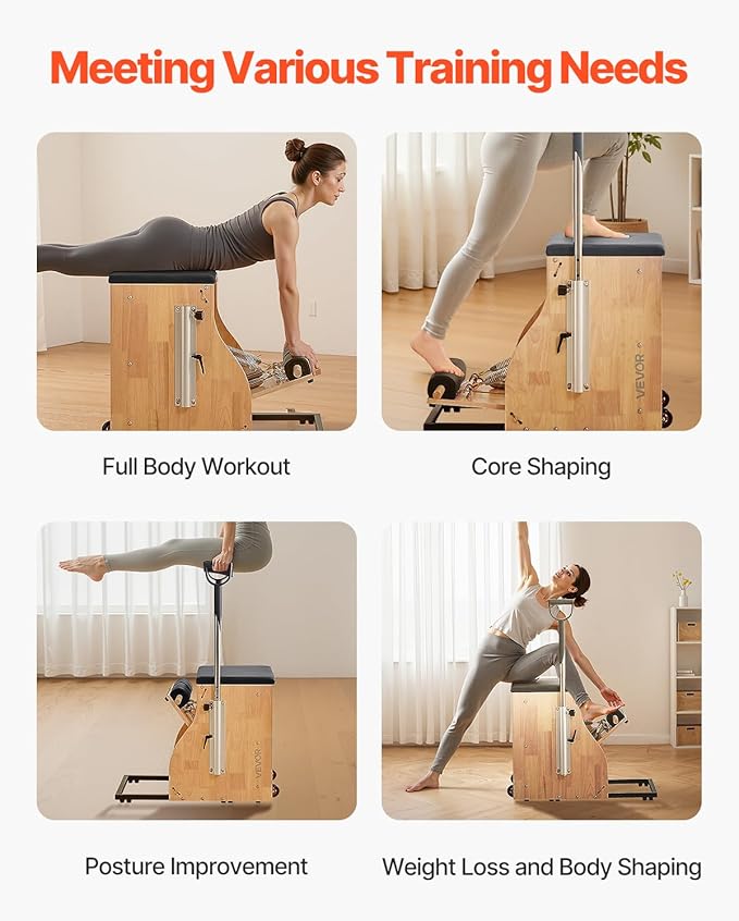 VEVOR Pilates Reformer Machine, Pilates Workout Equipment for Home Gym Studio Use, Pilates Reformer with Sitting Box and Jumpboard，fit for Beginners & Advanced Users