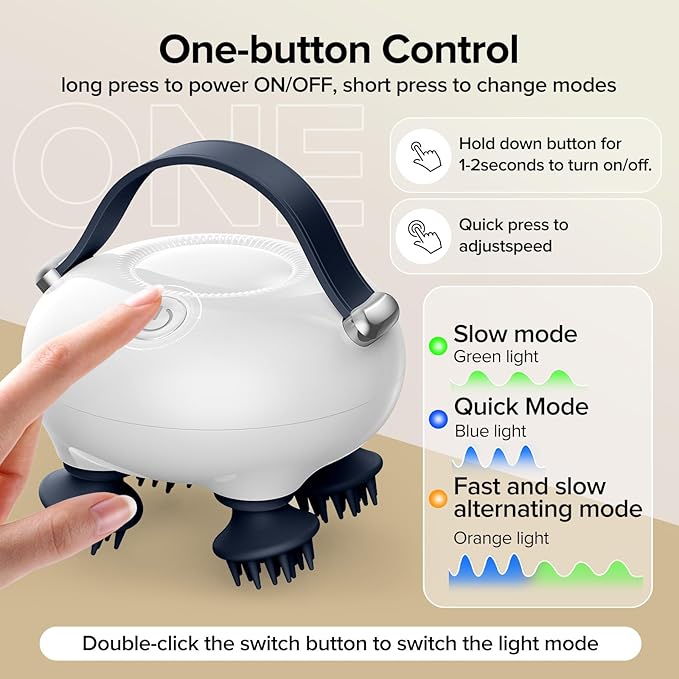 Scalp Massager, Head Massager Scalp with Tangle-Resistant Design, Portable Head Massager, Hair Massagers with 12 Massage Heads, 3 Modes, Mothers Day Gifts, Father's Day Gifts for Mom, Dad