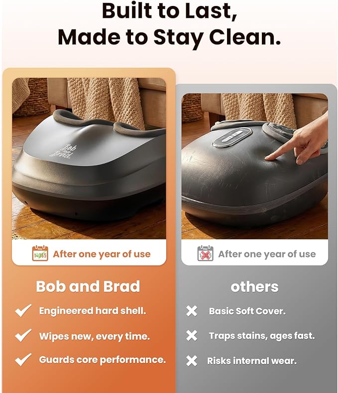 BOB AND BRAD Shiatsu Foot Massager with Heat and Remote,FSA Eligible HSA Deep Kneading Electric Feet Massager for Plantar Fasciitis, Fits US Size 12