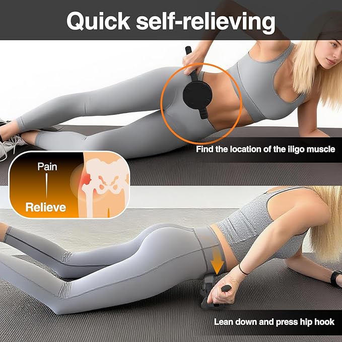 Psoas Release Tool-Hip Hook Psoas Muscle Release Tool Fully Adjustable for Iliacus,Waist Pain Sciatica,Back&Posture Relief,Hip Flexor Release Tool and Trigger Point Massage Tool [Patent Pending]