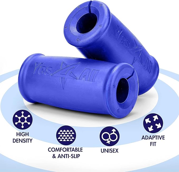 Yes4All Thick Dumbbell Handles Grips, Firm Rubber Barbell Grips, Great for Increasing Forearm Strength, Weightlifting, Muscle Building, Cable Attachments