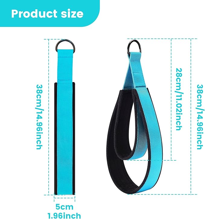 2PCS Comfortable Enhanced Thickness Pilates Double Loop Strap - D-Ring Strap for Home Gym & Yoga Workout Accessories
