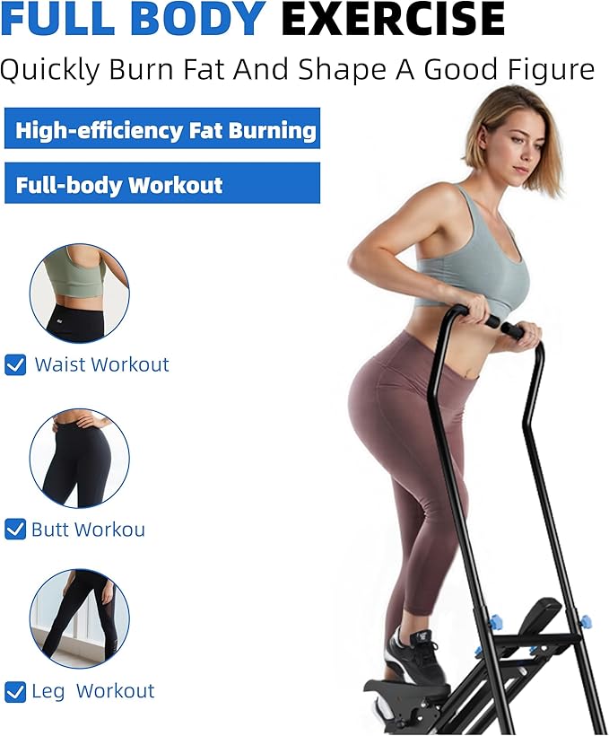 Stair Stepper with Resistance, Home Gym Stair Stepper, Folding Vertical Climber Cardio Exercise Machine, Stair Climber for Full Body Workout with Noise-Free Experience, Adjustable Handlebar & Pedals
