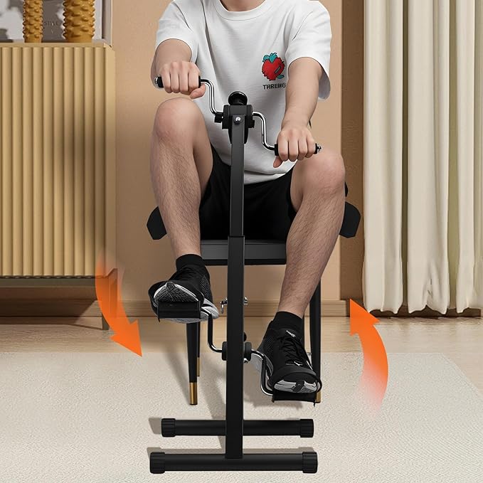 Pedal Exerciser Bike Hand Arm Leg and Knee Peddler, Arm Leg Knee Physical Therapy Exercise Bike, Adjustable Fitness Recovery Equipment for Seniors Total Body with Monitor Black