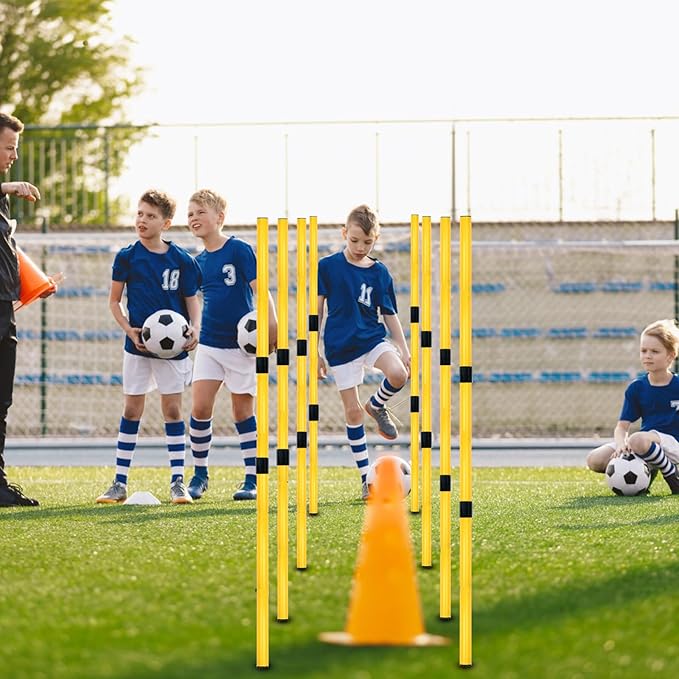 Soccer Agility Poles, Speed Sport Training Equipment for Soccer Basketball Football，Speed Jump Poles Training Equipment for Athletes/Kids/Adult