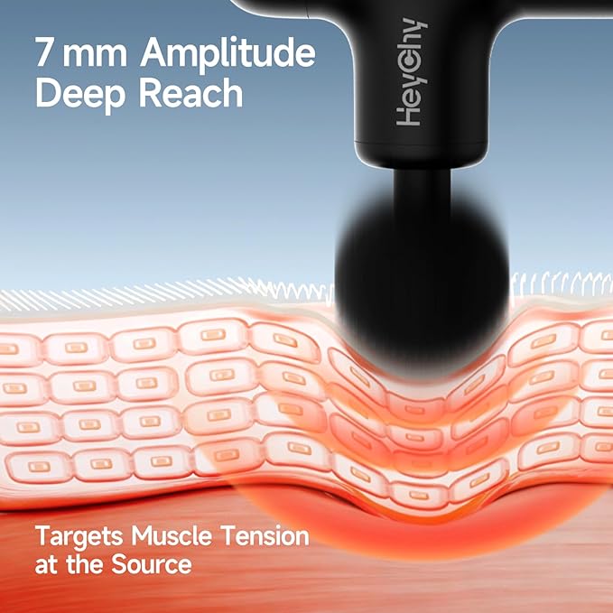 Super Mini Massage Gun Deep Tissue, Handheld Muscle Massager with 4 Heads, Percussion Travel Size Massager Gun for Back Pain Relief, Quiet for Home, Gym, Office, Perfect for Men & Women, Black