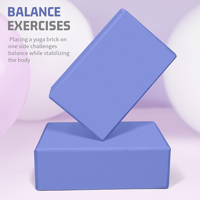 2 Pack 3"x6"x9" EVA Foam Yoga Block Supportive Latex-Free, Non-Slip Exercise Blocks for Pilates, Meditation, Balance, Stretching and Deep Poses
