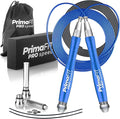 PrimaFIT Jump Rope Pro Speed Skipping Rope Adjustable Adult Jumping Rope Weighted Aluminium Handles for Double Dutch Boxing Workout Crossfit Exercise Fitness Spare Cable Weights Protectors Carry Bag