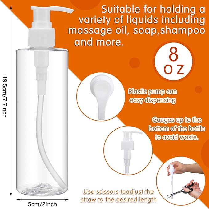 Eaasty 3 Sets Massage Bottle Holster Adjustable Single Holster and 8 oz Plastic Pump Dispenser Bottles for Lotion Massage Oil, Black