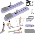 Pilates Reformer Board Detachable Pilates Reformer Machine with Resistance Bands Portable Pilates Slider Board with Timer Multifunctional Home Fitness Pilates Equipment for Full Body Workout