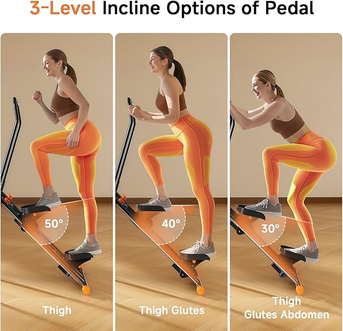 Stair Stepper for Home Gym Exercise Stairmaster for Full-Body Workout, Compact Folding Stair Climber with Extended Step Range, Adjustable Handlebar Pedal