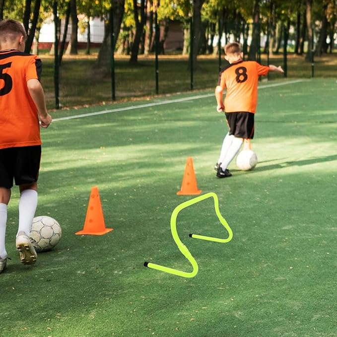 Adjustable Soccer Training Hurdles Set, 2-Height PVC Plastic Agility Speed Hurdles for Football and Basketball Drills, Foldable Athletic Equipment for Footwork and Agility Training