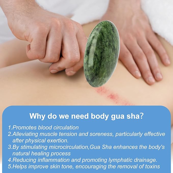 gemshan Massage Stone, 3.5inch Natural Hot Rocks, Body Gua Sha Massage Tool for Cellulite Massage, Lymphatic Drainage, Relieve Tension and Muscle Pain