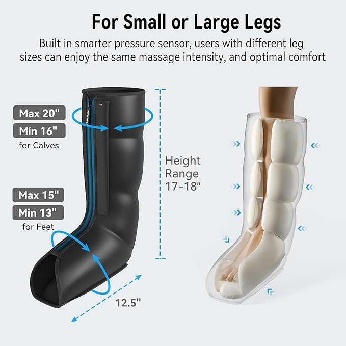 FIT KING Leg Massager, Upgraded Foot and Calf Massager with Air Compression Therapy, Sequential Compression Device Massage Boots for Circulation, Edema, RLS, Pain Relief - 3 Timer Options