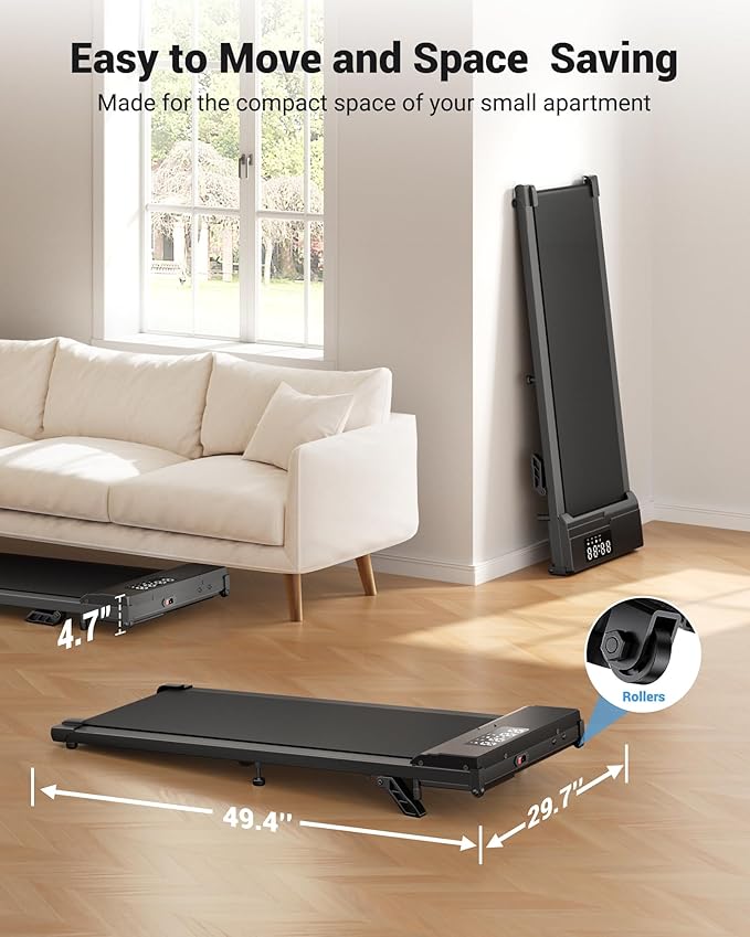 THERUN 10% Walking Pad with Auto Incline, Walking Pad for Home and Office, 2.5 HP Brushless Core Portable Under Desk App Walking Pad with Remote Control and LED Display
