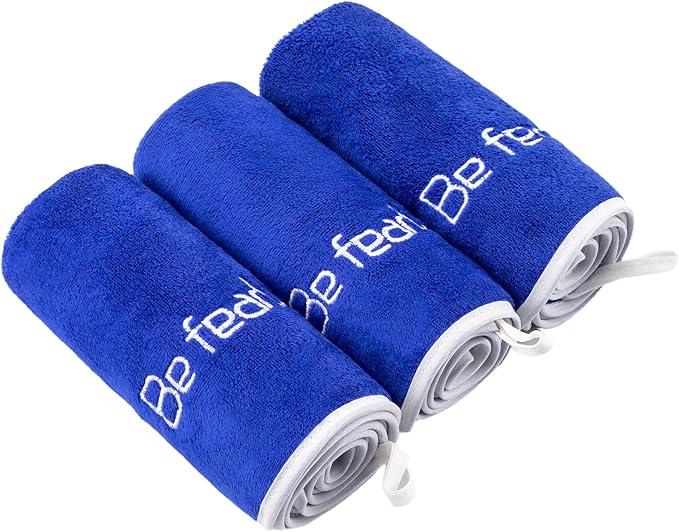 Microfiber Gym Towel Set for Men Women, Super Soft and Quick-Drying Towels for Fitness, Yoga, Cycling, Swimming (Navy Blue, 3 Pack)