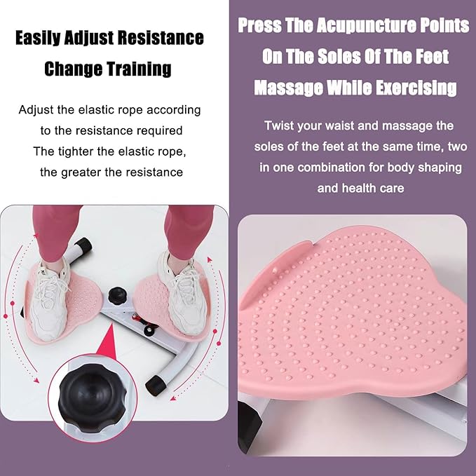 Waist Twisting Machine, Waist Sculpture Twister, Waist Whisper with Drawstring Body Shaping Waist Twisting Disc Exercise Waist Twisting Board Massage Foot Sole for HomeBlue,12x53x33cm