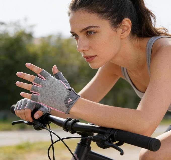 Women's Workout-Cycling-Fingerless-Gloves with Anti-Slip Palm - Breathable Grip Weightlifting Gym Sport Gloves