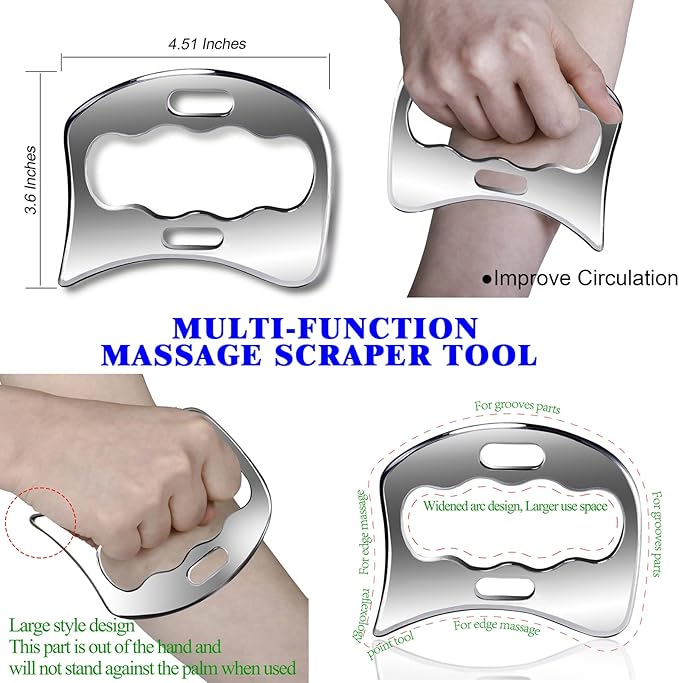 BYYDDIY 3 in 1 Stainless Steel Muscle Scraper Tools Set,Scraping Massage Tools for Physical Therapy,Derma Edge Massage Tool & GuaSha Massage Scraper Tool,IASTM Tools,Guasha Tool for Body