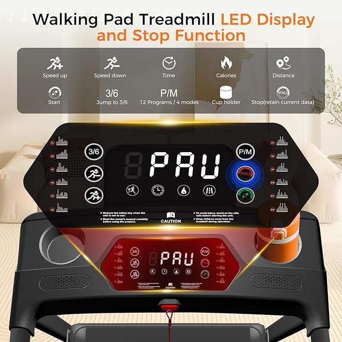 Treadmill with Incline,3.0HP Small Treadmills for Home,Portable Electric Treadmill with Handles,Lightweight Walking Pad,Compact Running Treadmills,Walking Pad with Handle,300LBS Capacity