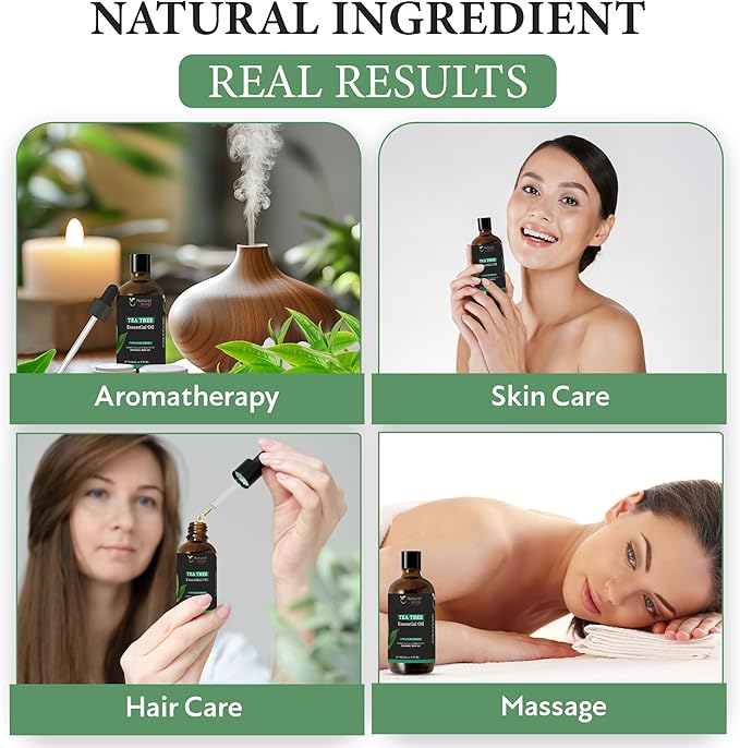 Essential Oil | Pure Aromatherapy Oil for Diffusers, Hair Growth, Skin, Scalp Care, Massage | Refreshing Hair Oil for Women & Men | Natural Essential Oil for Diffuser (Tea Tree)