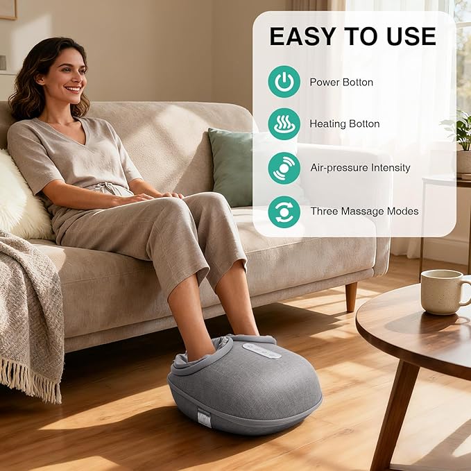 Medcursor Foot Massager with Heat - Shiatsu Deep Kneading, Delivers Relief for Tired Muscles and Plantar, Multi-Level Settings & Adjustable Intensity for Home or Office Use, Gifts for Women Mom