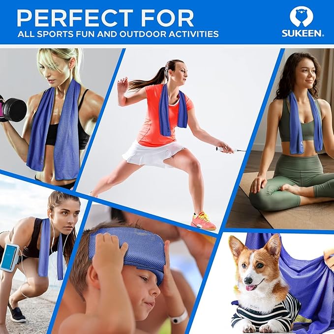Sukeen Cooling Towel,Instant Evaporative Cooling for Sports,Yoga,Golf,Gym,Neck,Workout and More(40”x 12”)