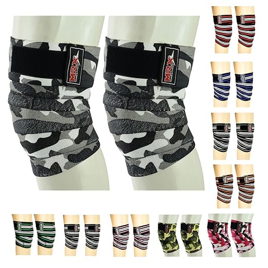 New Weightlifting Knee Wraps for Gym Fitness Training Support Bandages Knee Straps for Squats (Camo Grey)