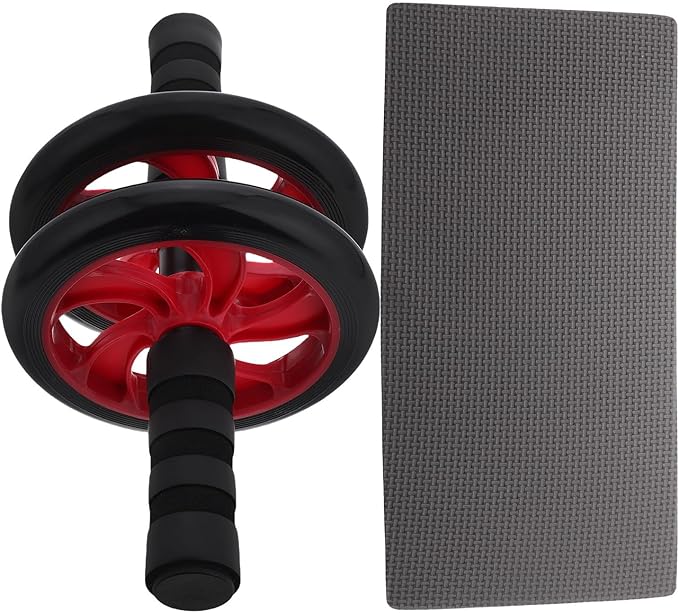 Red Silent Ab Roller Wheel for Core Workout, Sturdy Abdominal Training Equipment for Men and Women, Indoor and Outdoor Gym Accessories