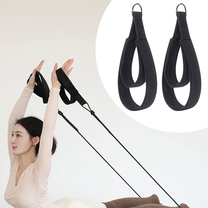 2X Pilates Double Loop Straps for Pilates Reformer Straps Pilate Accessories D Rings Strap for Beginner Women Men Fitness