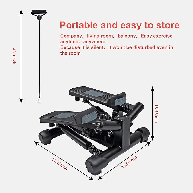 Exercise Stepper with Resistance Bands & Digital Monitor Stair Exercise,Twist Mini Steppers with Max 330LBS Loading Bearing Portable Home Exercise Equipment