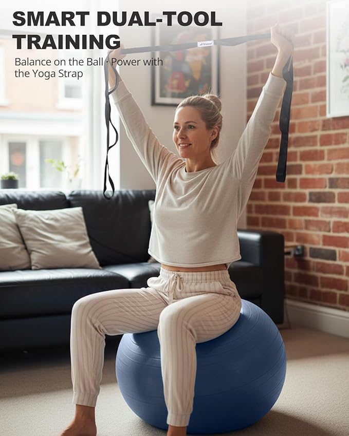 Trideer Exercise Ball for Yoga, Pilates & Fitness – Stability Ball Equipment for Home Gym & Office Chair, Core & Balance Training Accessories, Physical Therapy Equipment, Quick Pump Included, 5 Sizes