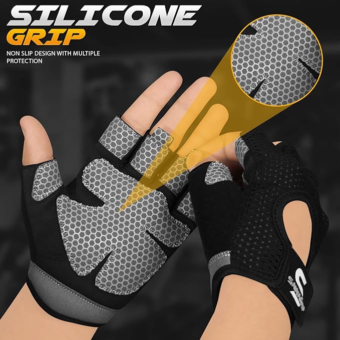SAWANS Workout Gloves for Men and Women Weight Lifting Gloves Gym Fitness Exercise Cycling Pull ups Microfiber Lightweight Breathable Non-Slip Silicone Padded Palm Grip Protection