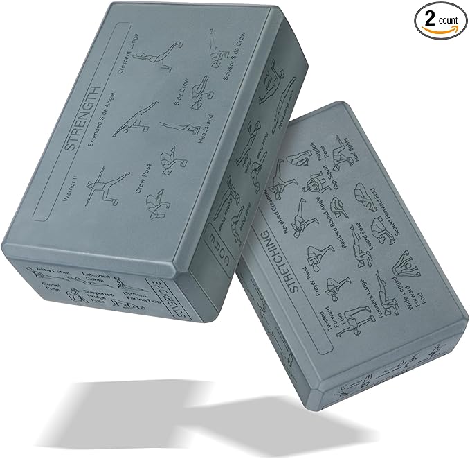 Cork Yoga Blocks 2 Pack Yoga Poses Teaching Cork Blocks, Suitable Poses for Beginners and Experts High Density Block with Non Slip Surface for Better Support, Balance Comfort