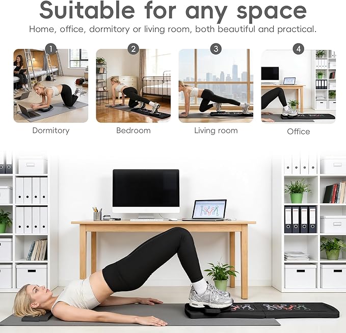 Pilates Board, Foldable Pilates Reformer for Home, Multifunctional Abdominal Trainer, Pilates Machine for Home Workout, Non Slip Lightweight Core Trainer for Plank Crunch Push Up