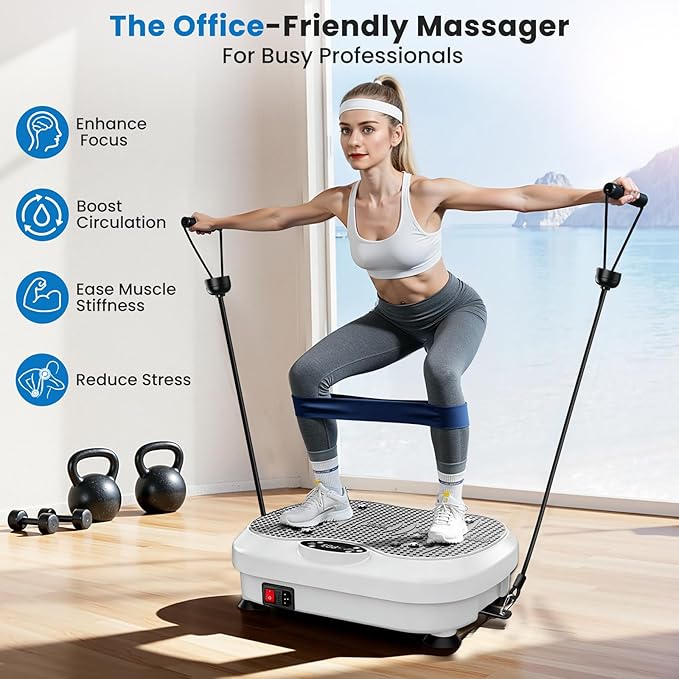 Vibration Plate Exercise Machine for Lymphatic Drainage with 200 Levels, Whole Body Fitness Workout Equipment Stand Shake Board Sport Gym for Weight Loss Fat Burner for Women Men