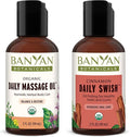 Travel Routine Bundle - 2 oz Daily Massage Oil & 2 oz Cinnamon Daily Swish - Certified Organic, Non GMO, Chemical Free