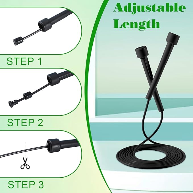 10 Pcs Jump Ropes, Adjustable Jumping Ropes with Plastic Handles, Skipping Rope for Fitness Exercise, Lightweight Speed Rope for Kids, Men, Women(Black)