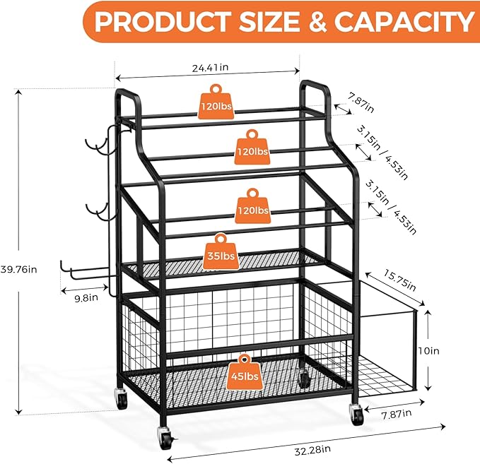 HavenlyYouth Dumbbell Rack, Home Gym Weight Rack Storage, Adjustable Dumbbell Stand Organizer with Wheels, Holds Dumbbells, Kettlebells, Yoga Mats